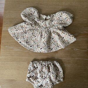 Quincy Mae Floral Diaper Cover Set - Cream and Brown